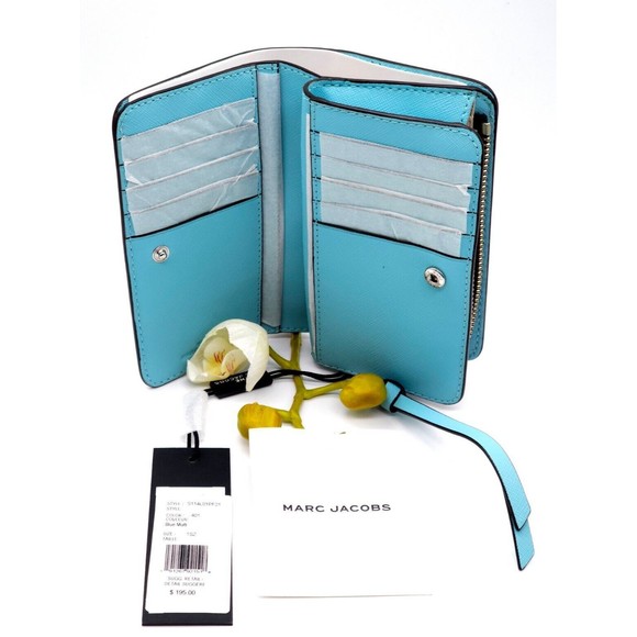 Marc Jacobs THE Snapshot Compact Wallet Blue Multi New GL02304246 - Picture 15 of 16